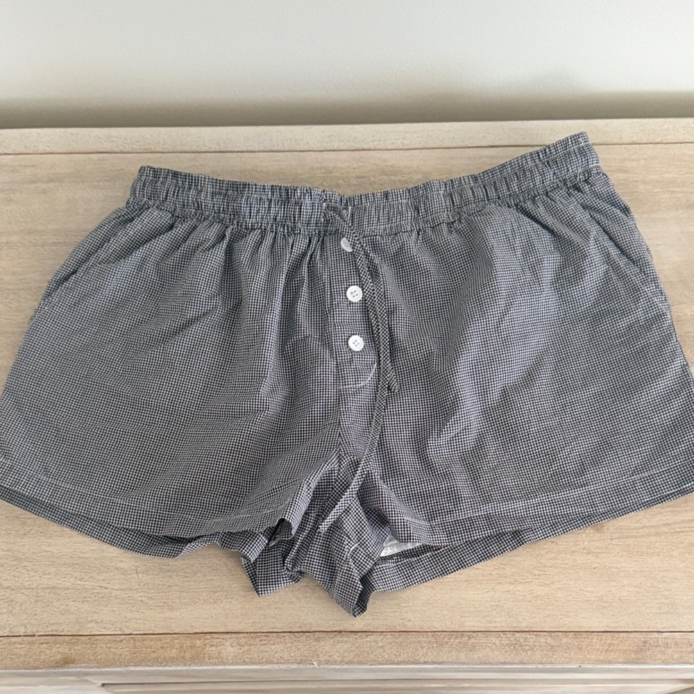 Black and white plaid shorts